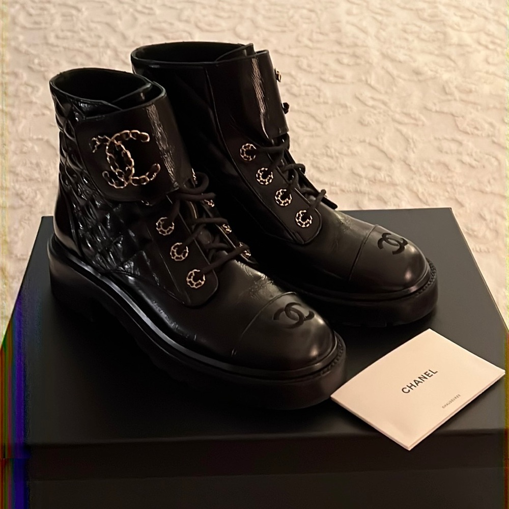 Chanel combat boots